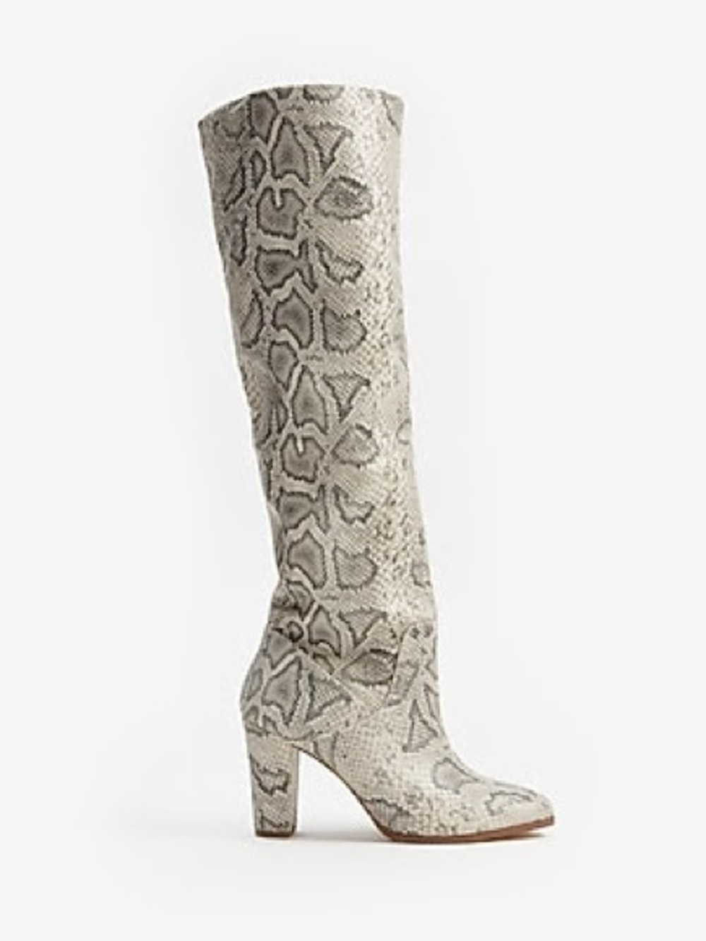 Express Beige Snake-Print Knee-High Block Heel Boots - Gently Worn Once!